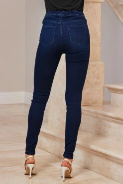 Dark Indigo Zip Detail Jeggings -MIDI Clothing Shop web 44 s23tj021pk0020 s23bd011io003w 245