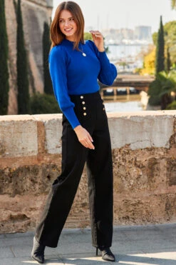 Cobalt Blue Gathered Sleeve Jumper -MIDI Clothing Shop web 45 a20tk095be0001 032