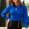 Cobalt Blue Gathered Sleeve Jumper -MIDI Clothing Shop web 45 a20tk095be0001 068