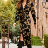 Black & Gold Baroque Print Zip Front Dress 2 Black & Gold Baroque Print Zip Front Dress -MIDI Clothing Shop web 51 a22dw074bkcv01 159