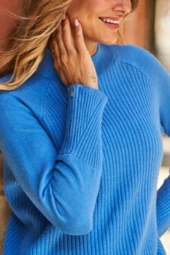 Bright Blue Zip Cuff Jumper -MIDI Clothing Shop web 52 a22bp001bk0001 a22tk421be0007 174