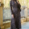 Brown & Black Fleck Print Keyhole Detail Midi Jersey Dress -MIDI Clothing Shop web 58 a22dj040brmm01 235 rt2