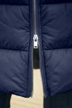 Navy Blue Faux Fur Trim Luxe Longline Padded Coat -MIDI Clothing Shop web 58 s22ow009be 187 navy rt2