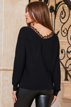 Black Lace Trim Jumper -MIDI Clothing Shop web 59 s23tk875bk0001 133