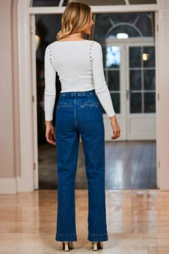 Mid Blue Wide Leg Pocket Detail Jeans -MIDI Clothing Shop web 65 a22bd016be0010 s23tk851be0009 069