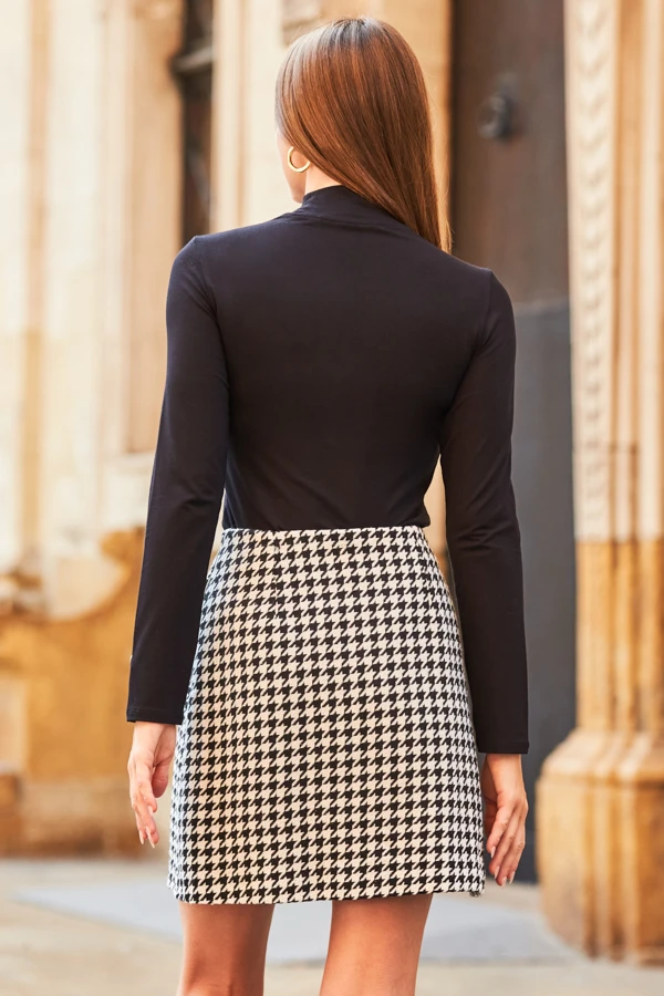 Black High Neck Jersey Top With Gold Button Detail 5 Black High Neck Jersey Top With Gold Button Detail - Image 3