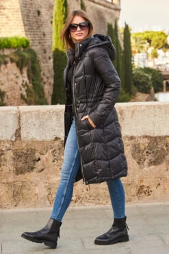 Black Longline Padded Coat With Hood -MIDI Clothing Shop web 87 a22ow012bk0001 103