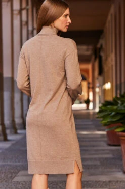 Natural Roll Neck Slouch Jumper Dress -MIDI Clothing Shop web 89 a21dk503nl0003 178