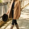 Camel Faux Wool Notch Neck Coat -MIDI Clothing Shop web 90 a22ow008bn0002 143 1
