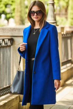 Cobalt Blue Single Breasted Coat -MIDI Clothing Shop web 91 a22ow007be0001 s21ac024blan01 047