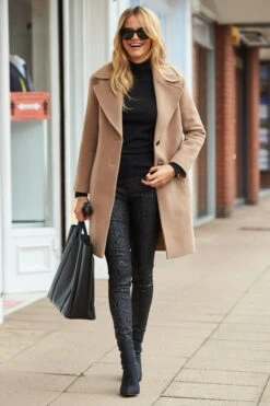 Black Textured Leopard Print Coated Skinny Jeans -MIDI Clothing Shop web a19ow007 5775225 1