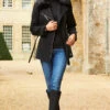 Black Wool Mix Coat With Faux Fur Collar -MIDI Clothing Shop web a20ow020 69812