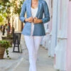 Powder Blue Luxe Leather Blazer