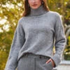 Grey Marl Folded Cuff Jumper -MIDI Clothing Shop web crop 2309 148 s23ow002gy0002 a23bw005gy0014 148 324