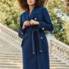 Navy Blue Military Longline Belted Coat -MIDI Clothing Shop web crop 2309 28 a23ow003be0003 28 348
