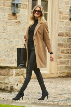 Camel Wool Mix Coat With Button Detail 14 Camel Wool Mix Coat With Button Detail -MIDI Clothing Shop web extras 01 050 camel rt 1