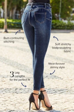 Dark Indigo Sculpting Skinny Jeans -MIDI Clothing Shop web image 1