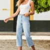 Light Wash Denim Culotte Jeans