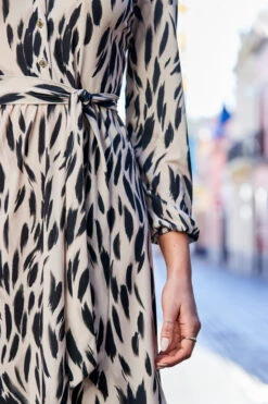 Animal Print Ruffle Hem Midi Shirt Jersey Dress -MIDI Clothing Shop web rt 04 s23dj089bran01 211