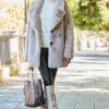 Taupe Premium Faux Fur Coat With Button Detail