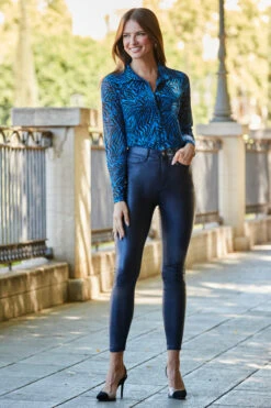 Midnight Blue Coated Perfect Skinny Jeans -MIDI Clothing Shop web rt 61 s21tj050blan01 107 1