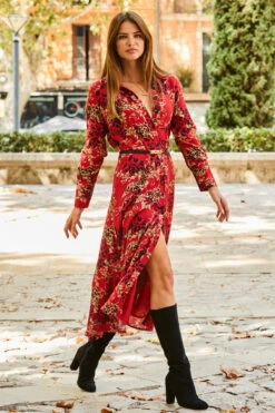 Red Multi Print Midi Shirt Dress -MIDI Clothing Shop web rt 71 a21dw038rd0017 142