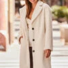 Ivory Relaxed Fit Longline Faux Fur Coat -MIDI Clothing Shop web rt 82 a22ow062nl0006 246