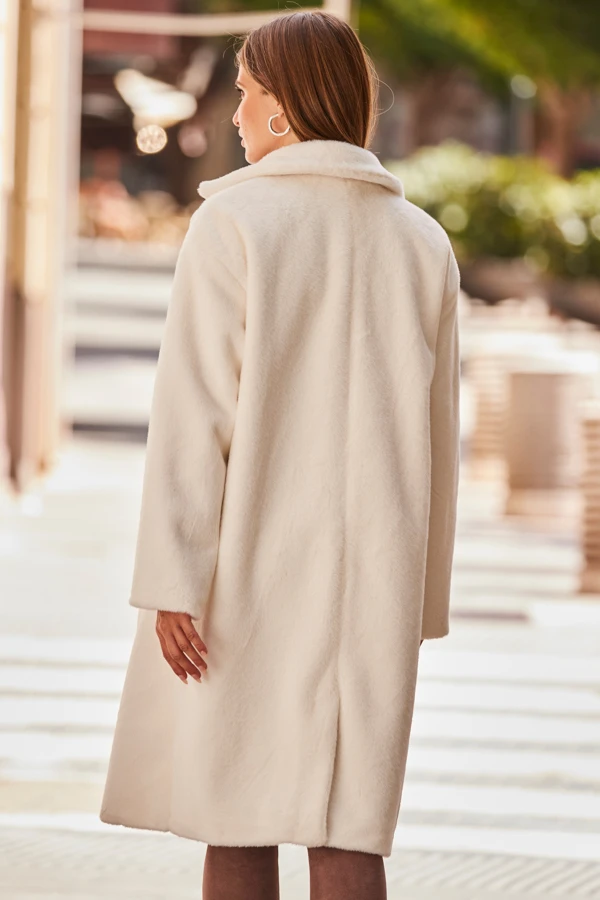 Ivory Relaxed Fit Longline Faux Fur Coat 6 Ivory Relaxed Fit Longline Faux Fur Coat - Image 4