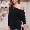 Black Off The Shoulder Chenille Jumper -MIDI Clothing Shop web rt 94 a22bw007bk0001 108