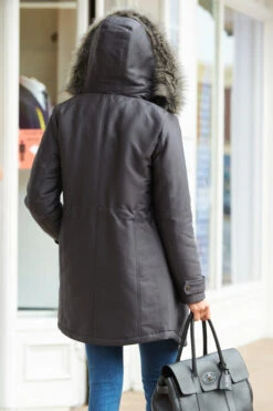 Grey Luxe Faux Fur Hooded Parka Coat -MIDI Clothing Shop web s20ow008 574446