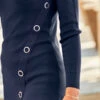 Navy Blue Eyelet Detail V Neck Jumper -MIDI Clothing Shop web s74 a20tk060rd 261 rt