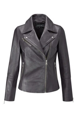 Charcoal Grey Leather Biker Jacket -MIDI Clothing Shop web sa18or15 grey leather biker jacket